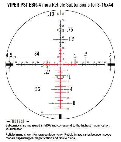 Vortex Optics - мисливський приціл Viper PST II 3-15x44 - приціл з підсвічуванням EBR-4 - тубус 30 мм - PST-3151