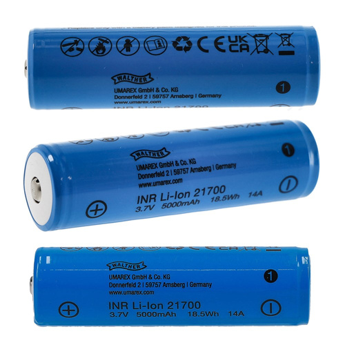 Walther - Акумуляторна батарея INR 21700 - 3,7 V - USB - 5000 мАг - Синій - 3.7154 