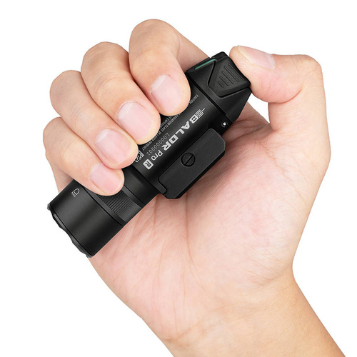 Olight - Світлодіодний тактичний ліхтар з лазерним прицілом BALDR Pro R - 1350 люмен - Зелений лазер - Чорний.