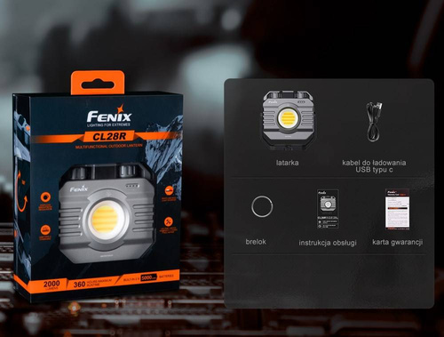 Fenix - Світлодіодний кемпінговий ліхтар CL28R - 2000 лм - 10000 мАг - USB-C - сірий - 039-538