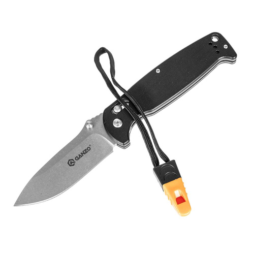 Ganzo - G7412 EDC Складаний ніж зі свистком - G-Lock - Чорний - G7412-BK-WS