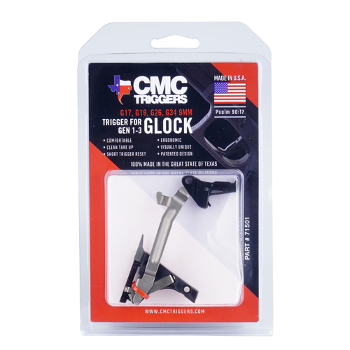 CMC Triggers - Спусковий гачок для Glock G17/G19/G26/G34 9 мм Gen3 - Плоский - Чорний - 71501