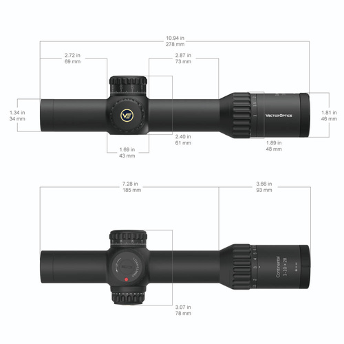 Vector Optics - Приціл оптичний LPVO Continental x10 ED RAR - 1-10x28 - 34 мм - чорний - SCFF-48