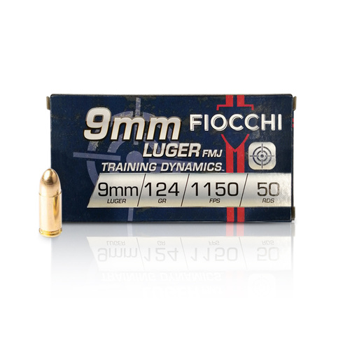 Fiocchi - Патрони до пістолета 9х19 Luger Parabellum FMJ 124гр/8.0г - BOX 50 патронів - #709112 - Боєприпаси до пістолета