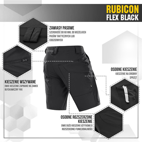 M-Tac - Тактичні шорти Rubicon Flex - 4-Way Stretch - YKK - Чорний - 20070002