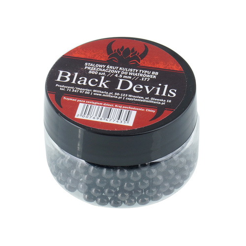 Black Devils - круглий сталевий набій для пневматичної гвинтівки BB - 500 дюймів. - Чорний - 4,5 мм - 45500ZNBT 