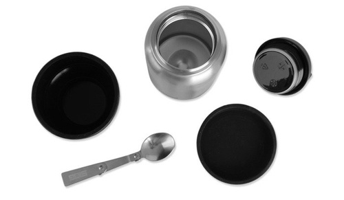 SIGG - Termos na żywność z miską i łyżką Hot&Cold Food Jar Brushed -  0.5 L - Srebrny - 8592.20