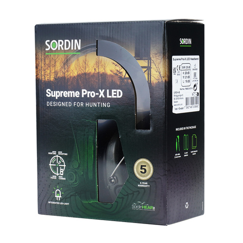 Sordin - Активні протишумні навушники Supreme Pro-X LED - Зелені - 75302-X-07-S