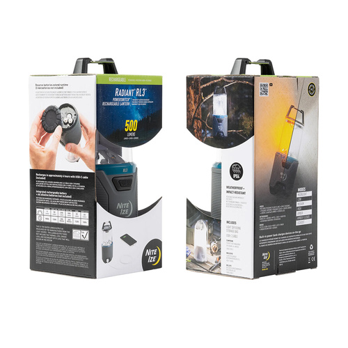 Nite Ize - Акумуляторний кемпінговий ліхтар Radiant® RL3™ PowerSwitch™ - 500 лм - сірий / синій - RL3-03-R8