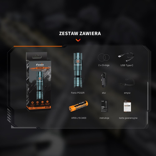 Fenix - Тактичний світлодіодний ліхтар PD25R з акумулятором 700 mAh - 800 лм - зелений - PD25R sierra green