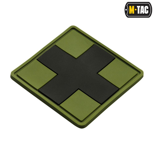 M-Tac - 3D PVC Нашивка Medic Cross Square patch - Чорний/Оливковий  - 51124102