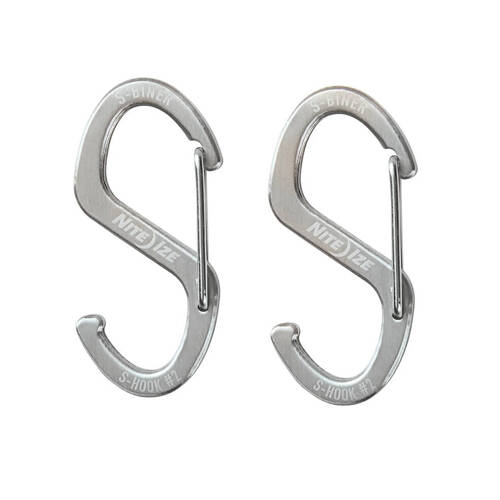 Nite Ize - гачок  S-Biner Hook 'N Hold S-Hook Small - 2 шт. - Сталь - Срібло - SBHS-11-2R3 - Сталеві карабіни